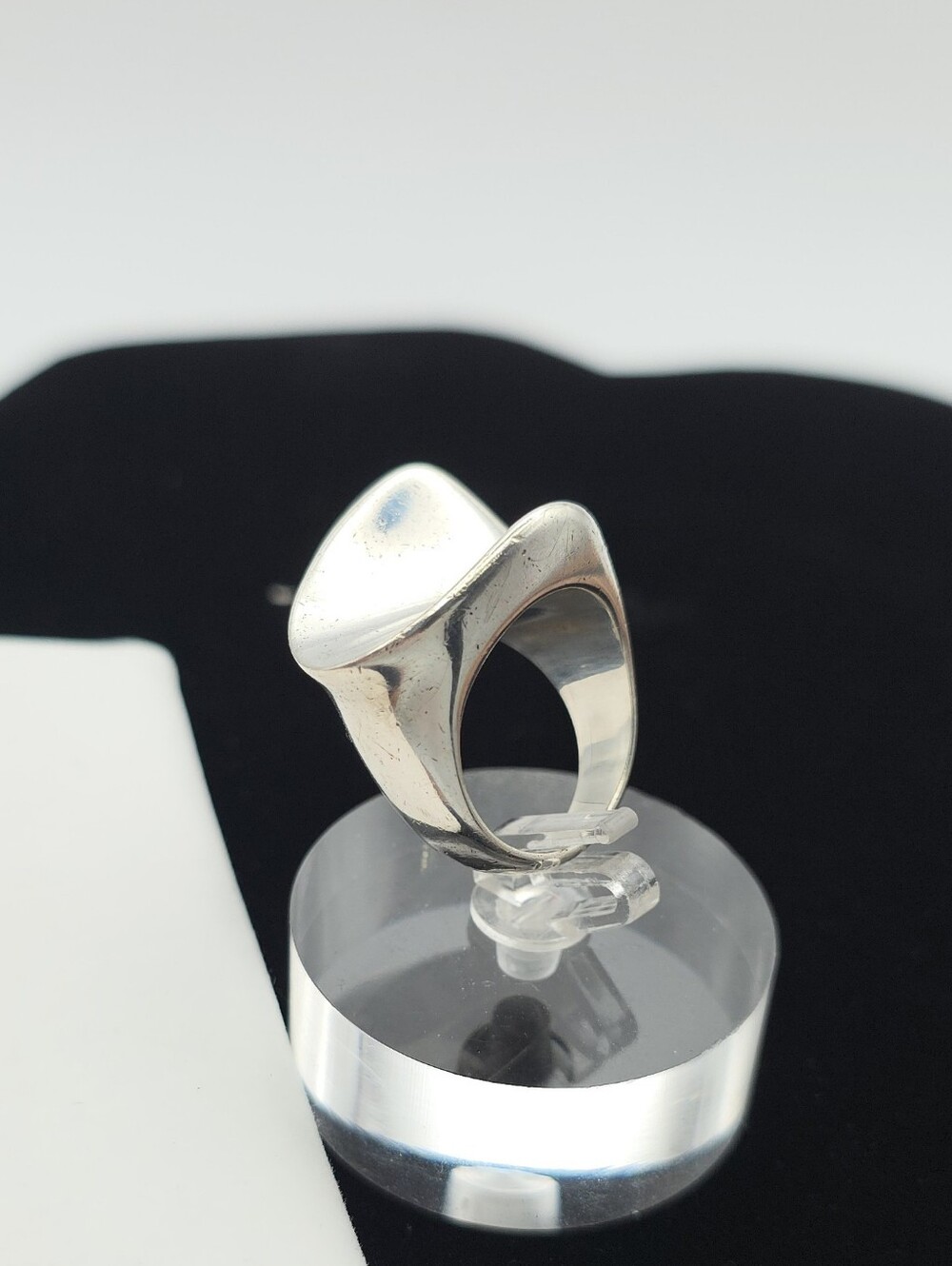 Vintage 925 Sterling Silver Modernist Fluid Wave Statement Ring Scandanavian?